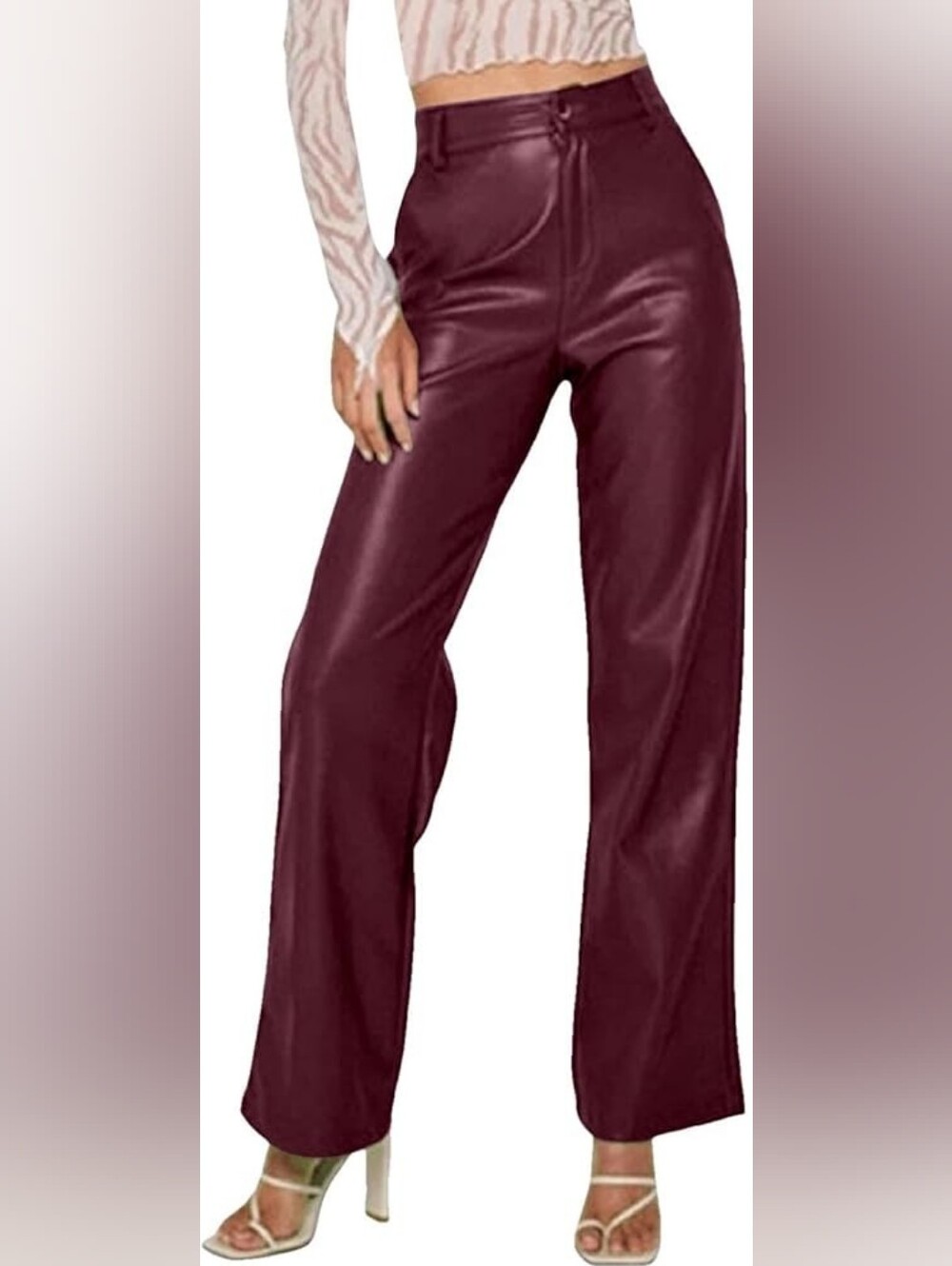 Burgundy Faux Leather Pants